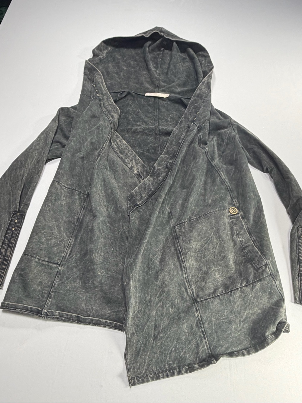 Testimony LA Gray Mineral Wash Hoodie Jacket French Terry S Grunge Goth Edgy